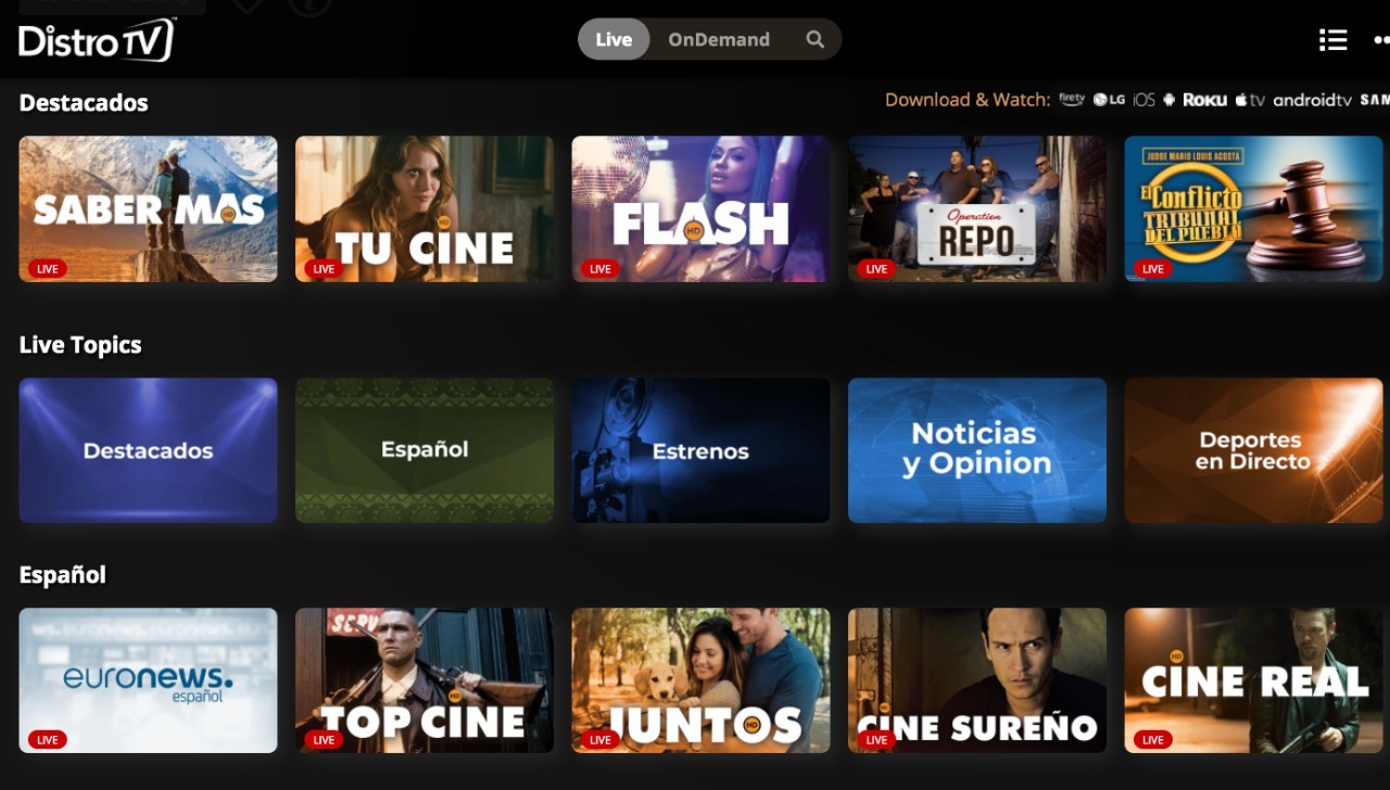  DistroTV lanza el paquete de canales gratuitos Distro TV Español