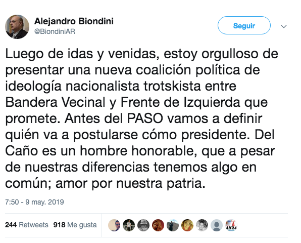 ¿Cual es la nueva coalición Trotskista Nacionalista?