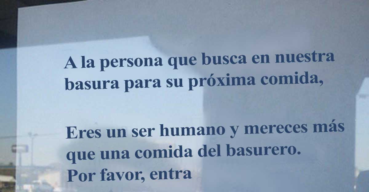 La dueña de este restaurante dejó la nota más conmovedora para la persona que hurgaba en la basura