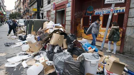 Madrid, tapada de basura por una huelga